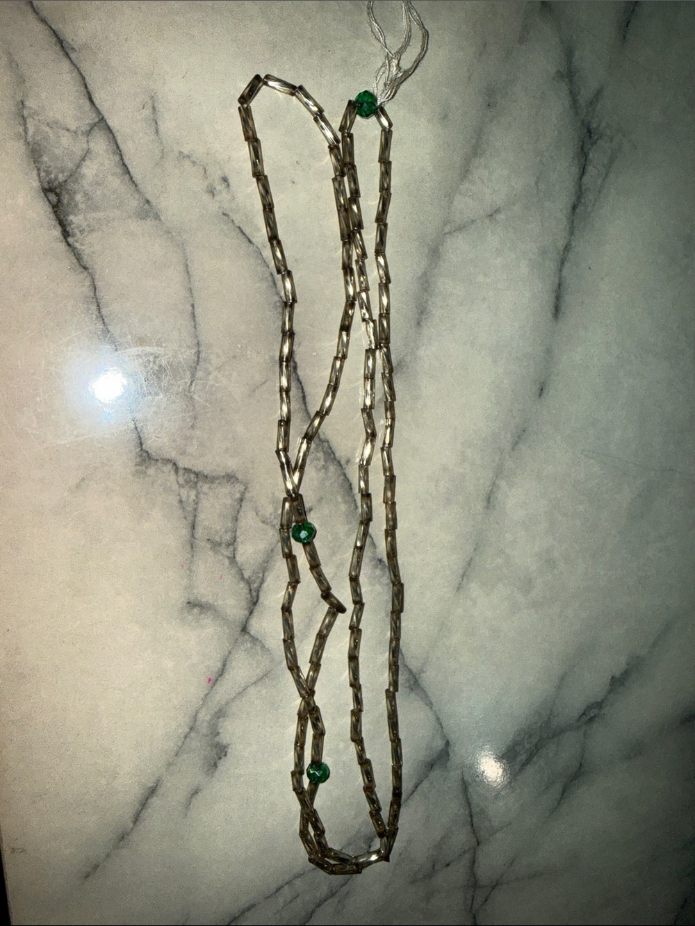 Silver Tone Beaded Layered waist beads with Green Accents
